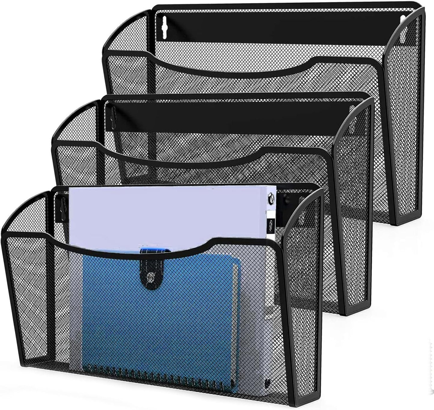 Wall File Organizer,Hanging Wall Mounted File Folder Binder Holder Mail Organizer for Office,Home and School Supplies