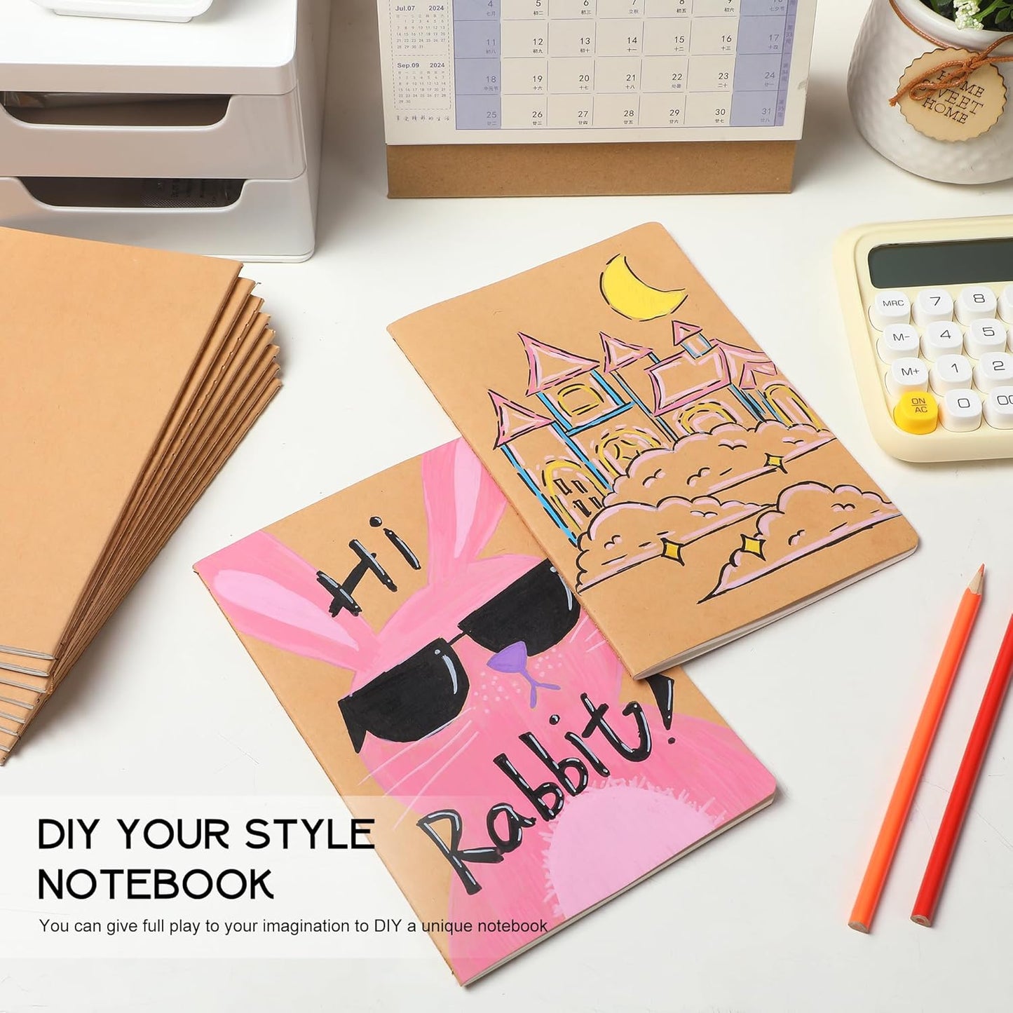 miikoul 24 Pack Blank Kraft Notebooks, 8.3"x5.5" A5 Small Journal Bulk Blank Notebooks 80 Gsm Unlined with 60 Pages A5 Subject Notebooks Traveler Journal Set for Adult Students Office School Supplies