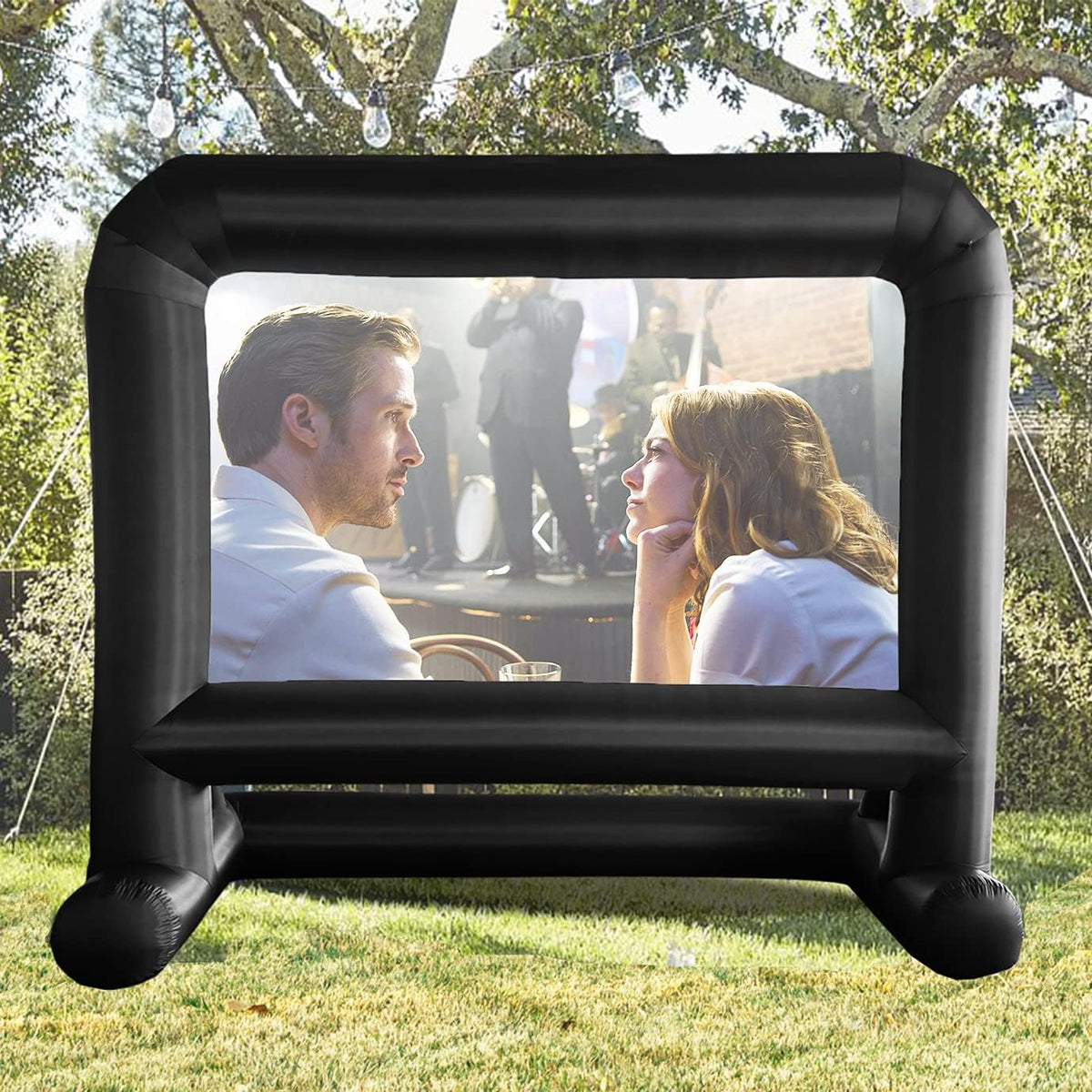 HuaKastro 14 FT Inflatable Projector Screen – One-Piece Design, Easy Setup Blow-Up Movie Screen with Quiet Fan, Ideal for Outdoor & Indoor Movie Nights, Backyard Events, and Parties (Stable Base)
