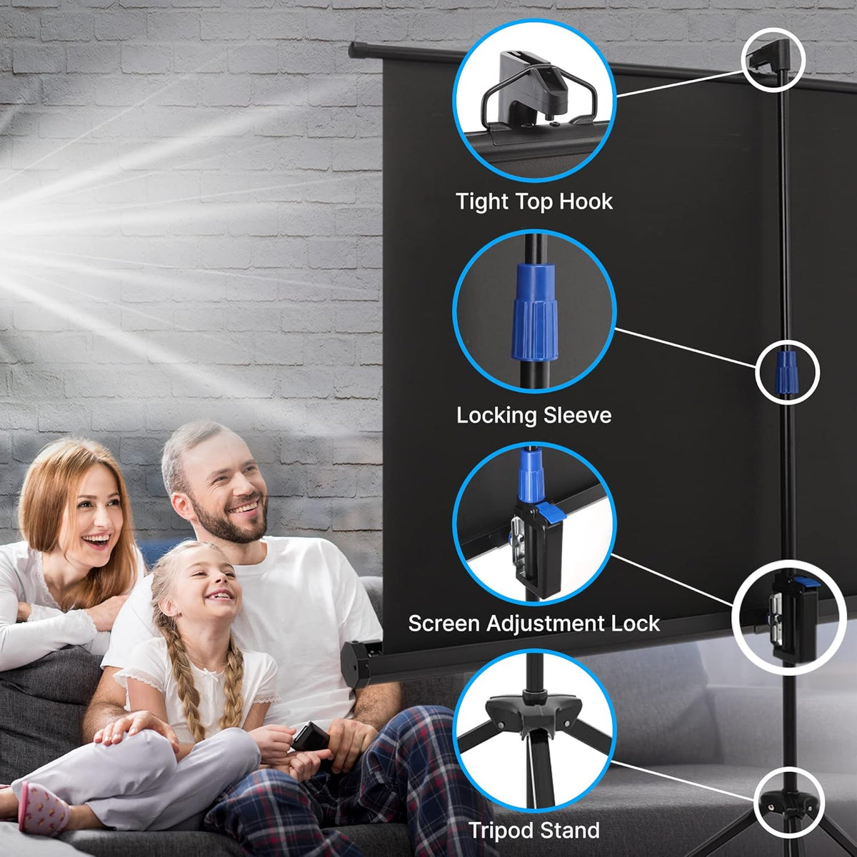 Pyle Projector Screen with Stand - 100-Inch Floor Standing Portable Fold-Out Rollup Matte for Projection, Includes Tripod, Great for Indoor/Outdoor Presentation, Quick Assembly