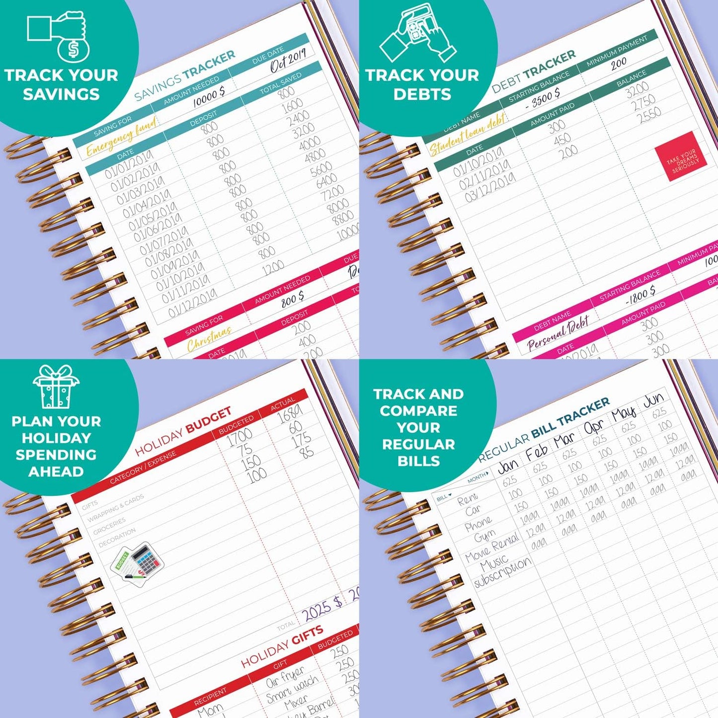 Clever Fox Budget Planner & Monthly Bill Organizer With Pockets. Expense Tracker, Budgeting Journal & Financial Book. Medium, 5.1x8.2" (Rose Gold)