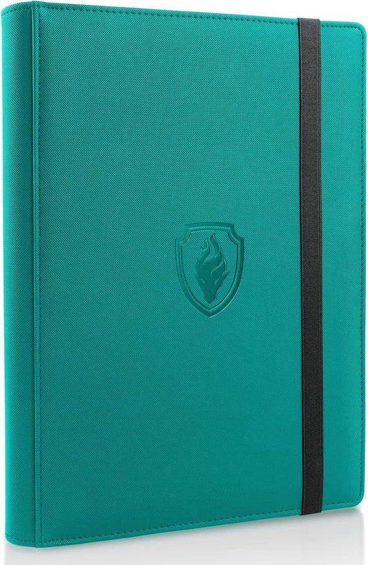 Premium Card Binder 9 Pocket, Fabmaker PU Cover Trading Card Binder for 360 Cards, Sturdy Card Collection Album, Card Holder Folders for YuGiOh, MTG, TCG, Game Cards & Sports Cards, Turquoise