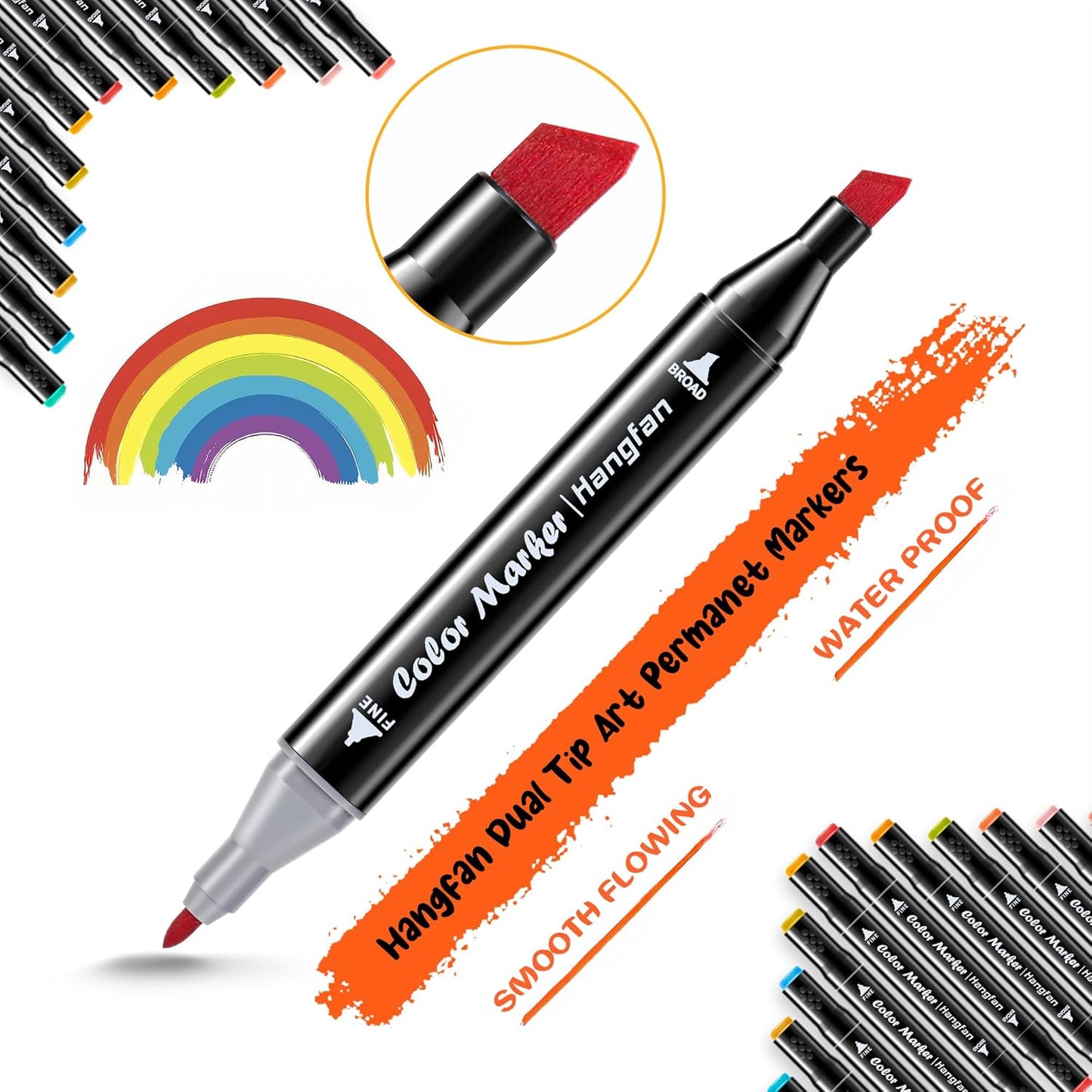 Art Markers, for Adult Coloring Books No Bleeding,40 Colors Dual Tip Alcohol Markers Brush Tip,Give 1 White Highlighter,1 Tracing Pen,Anime Coloring Sketch Illustrations (Black Pen Container)