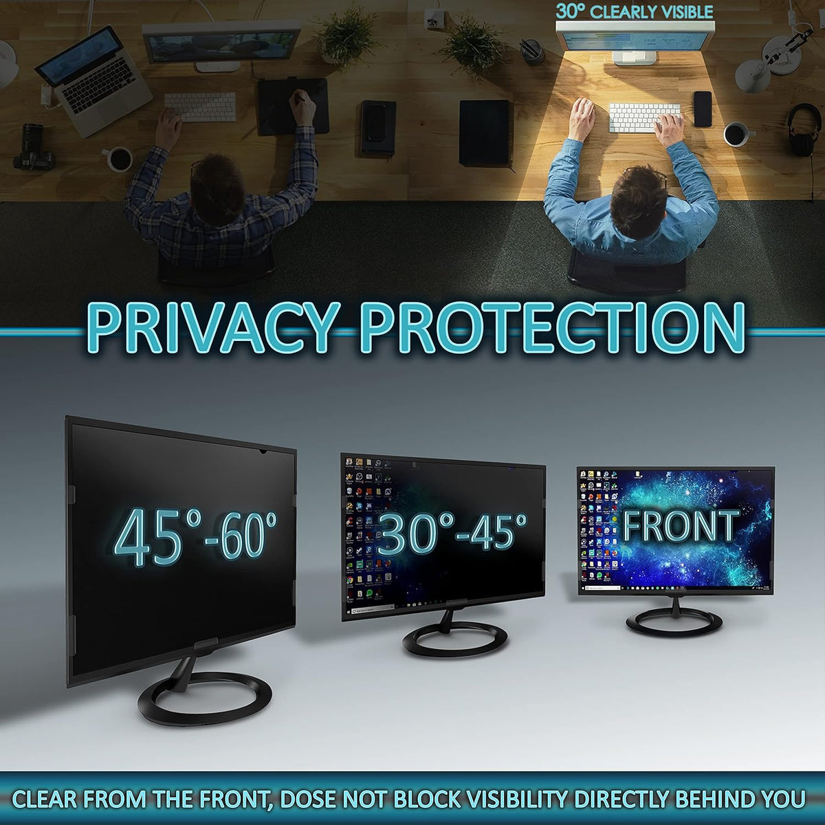 Privacy Screen Filter for 25 Inches Desktop Computer Monitor, Screen Protector size is 21.81 inch width x 12.28 inch height