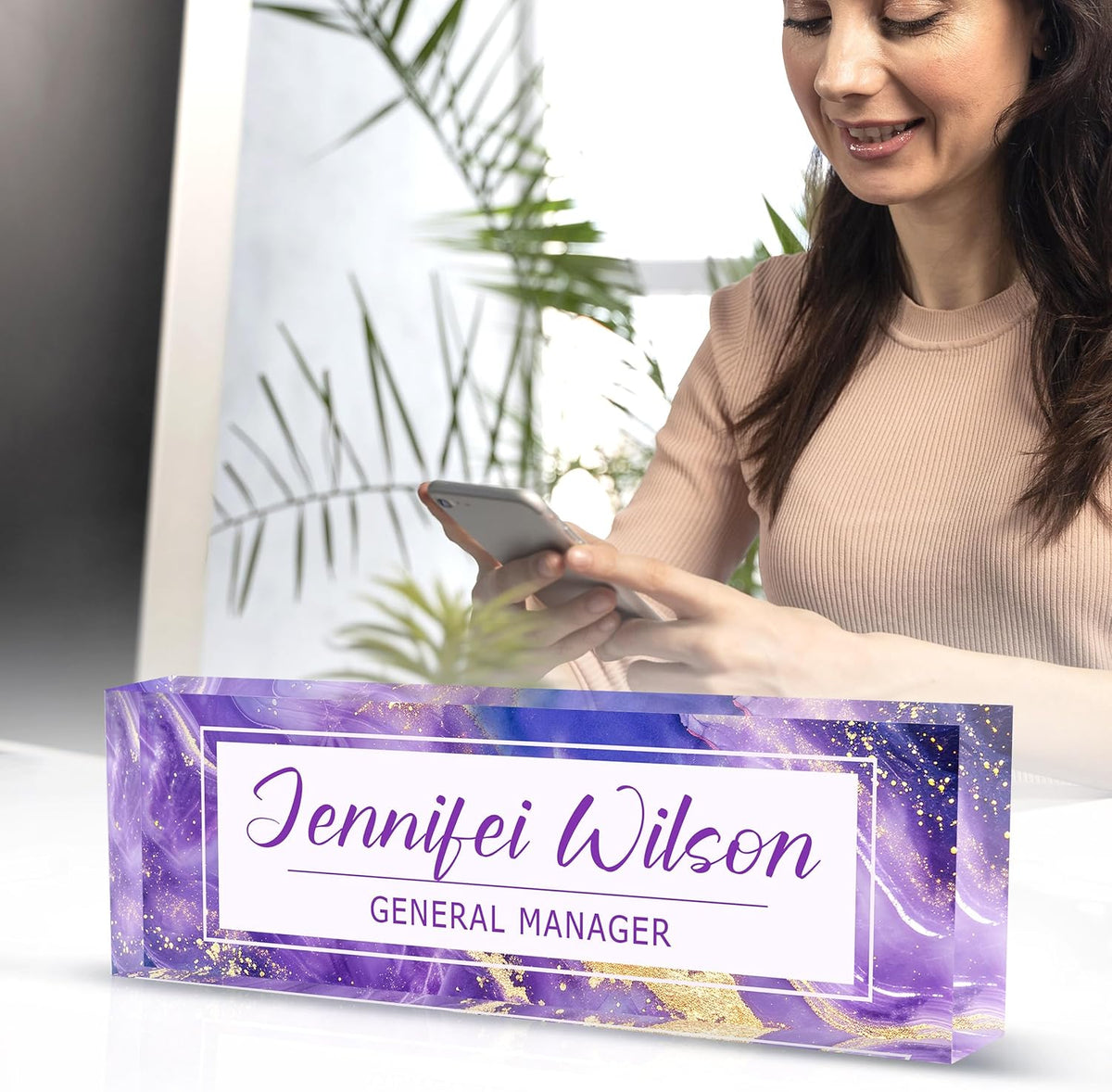 Custom Acrylic Name Plate for Office, Personalized Desk Decor for Women & Men, Employee Appreciation Gifts for Boss, Manager, Teacher, Nurse