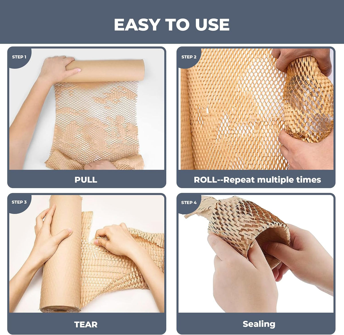 Honeycomb Packing Paper Wrap 15''x400', Substitute Alternative for Bubble Cushioning Wrap for Moving Shipping Packaging, Recyclable Moving Supplies with 36 Fragile Sticker Labels