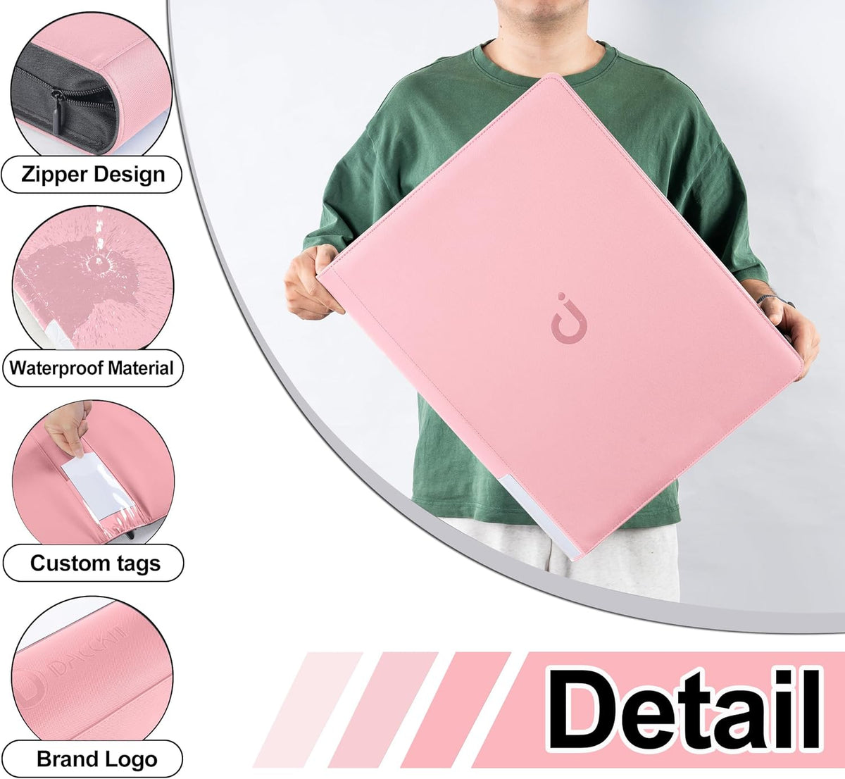Premium Card Binder 16 Pocket - Fits 1600 Cards，4X4 Ringless Card Album with Sleeves for Trading Cards & Sports Cards（Model C，Light Pink）