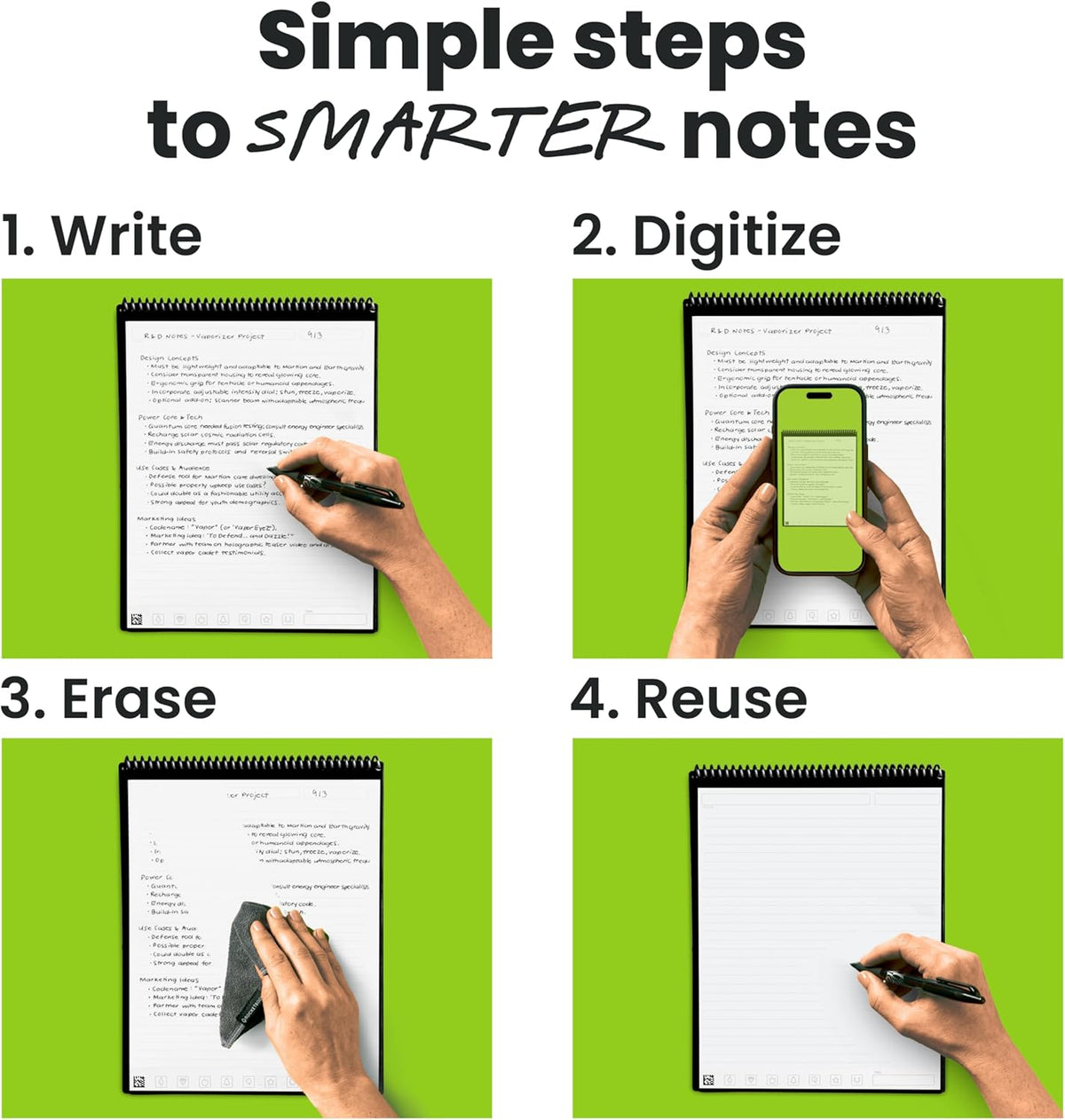 Rocketbook Flip - with 1 Pilot Frixion Pen & 1 Microfiber Cloth Included - Gray Cover, Executive Size (6" x 8.8")