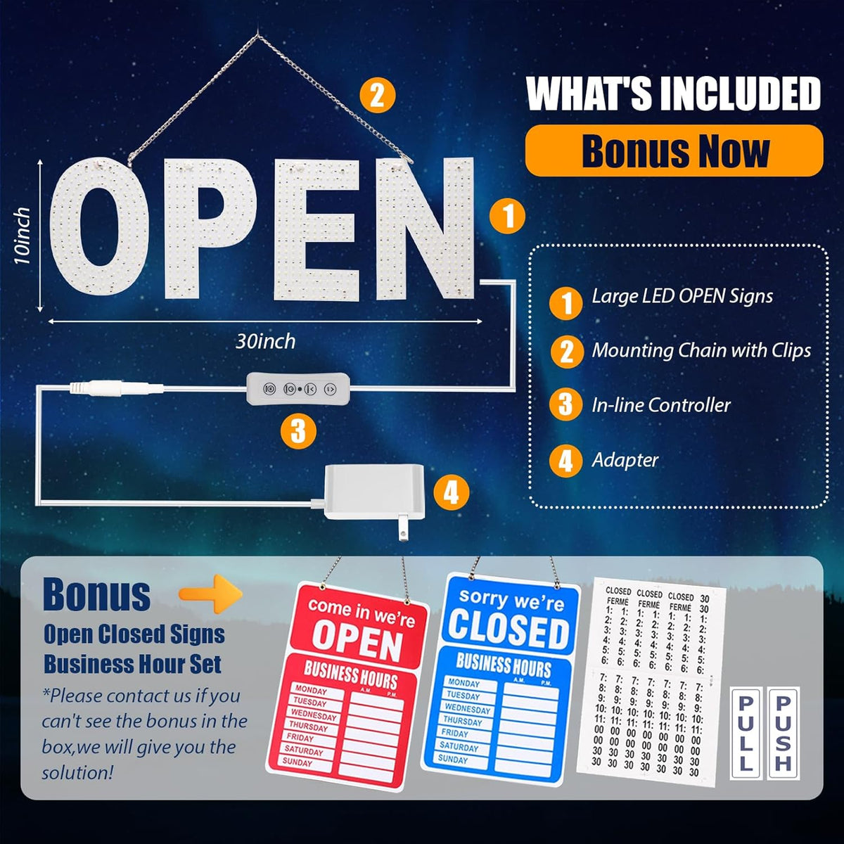 LED Open Signs for Business, 30"L x 10"W Inch Large Led Open Sign with 3 Scene Modes, Ultra Bright Adjustable Light Up Open Sign Led for Storefront Window Glass Door Shop Store Bar Salon Cafes Restaurant (US Flag Design)