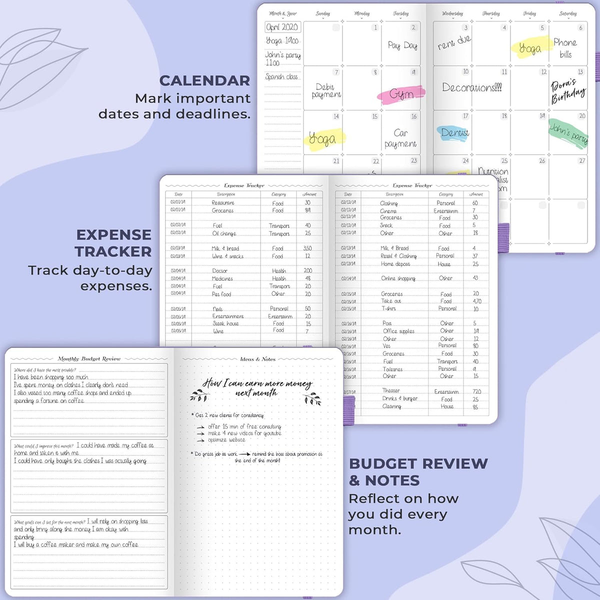 GoGirl Budget Planner – Monthly Financial Planner Organizer Budget Book. Expense Tracker Notebook Journal to Control Money, Compact (Lavender)