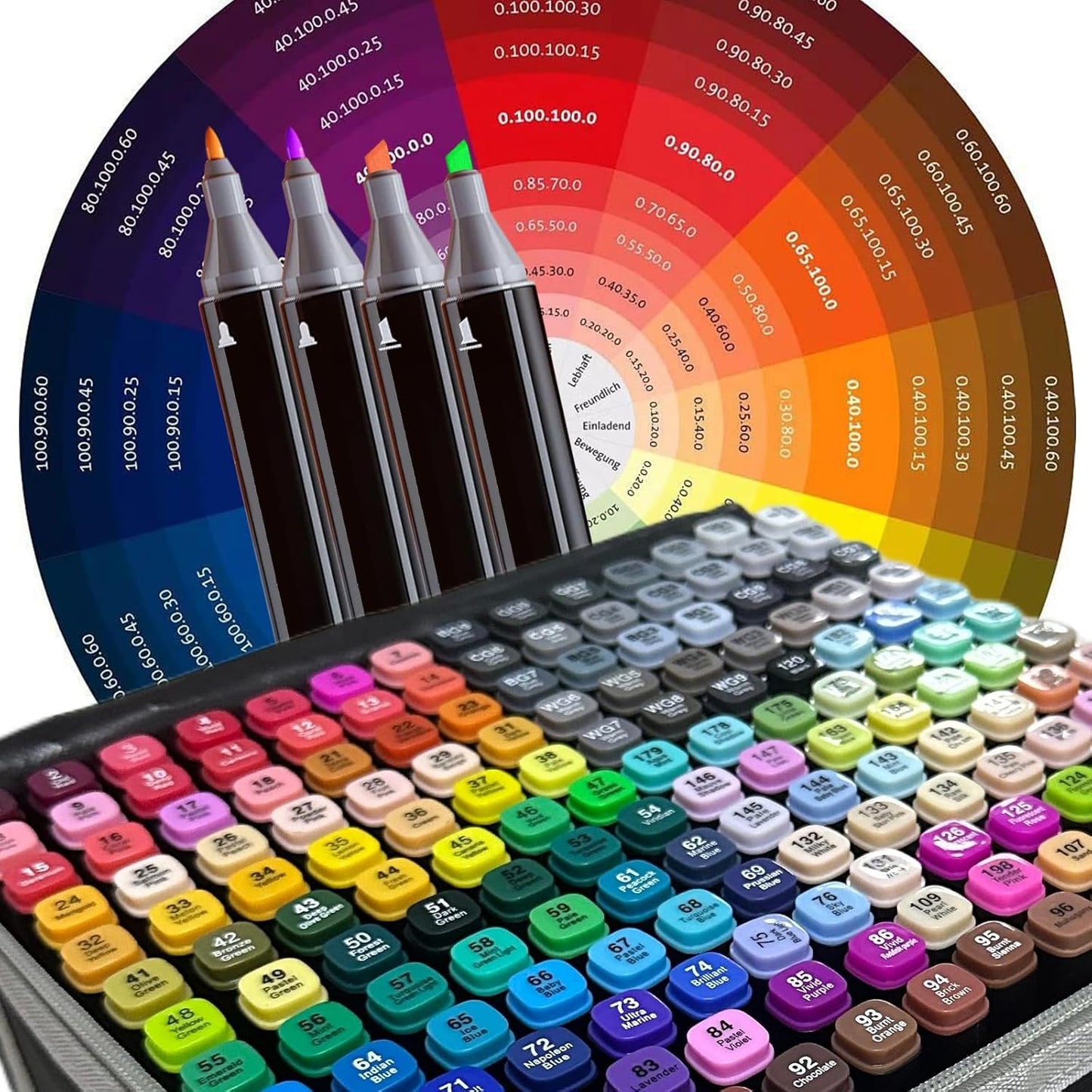 168-Color Dual-Tip Alcohol Markers Set with Shoulder Bag - Alcohol-Based Art Markers for Coloring, Drawing & Sketching -Gift for Kids, Teens, Artists