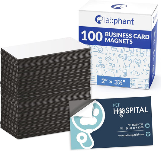 Business Card Magnets Pack of 100 – Customize with Peel and Stick Adhesive Magnet to Create Personalized Magnetic Business Cards as Promotional Items - Essential Large, Mid and Small Business Supplies