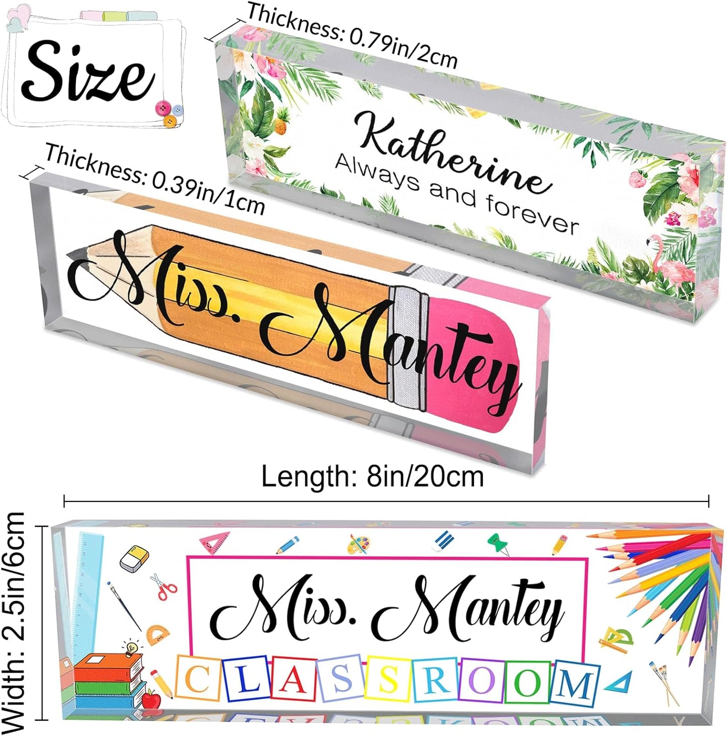 Desk Name Plate Personalized Custom Name Plaque Sign for Desks Office Customized Desk Plate Acrylic Block Decor Gift 8x2.5 inch