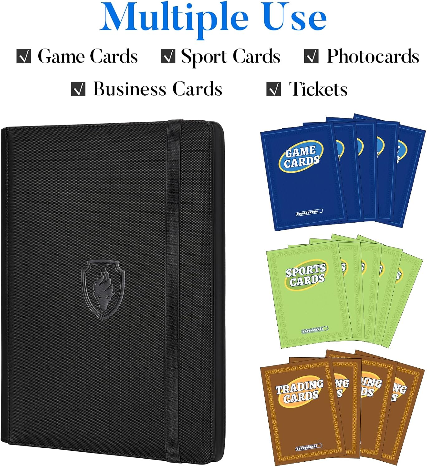 Premium 9 Pocket PU Card Binder, Sturdy Album for 540 Cards & Trading Games, Sleek Folders for YuGiOh, MTG, TCG, Sports, Royal Blue