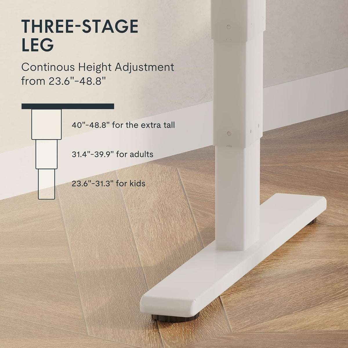 FLEXISPOT E6 Essential Bamboo 3 Stages Dual Motor 72x30 Inch Electric Height Adjustable Standing Whole-Piece Board Desk Sit Stand Up Desk (White Frame + Bamboo Curved Desktop)
