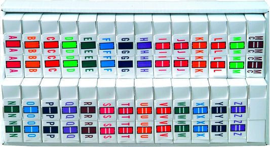 Doctor Stuff - File Folder Labels, Alphabet Letter, Complete Set A-Z Plus Alternate Green Mc, with Tray, Compatible with Smead BCCR/BCCS - TPAM Series, 1" x 1-1/4", 500/Roll