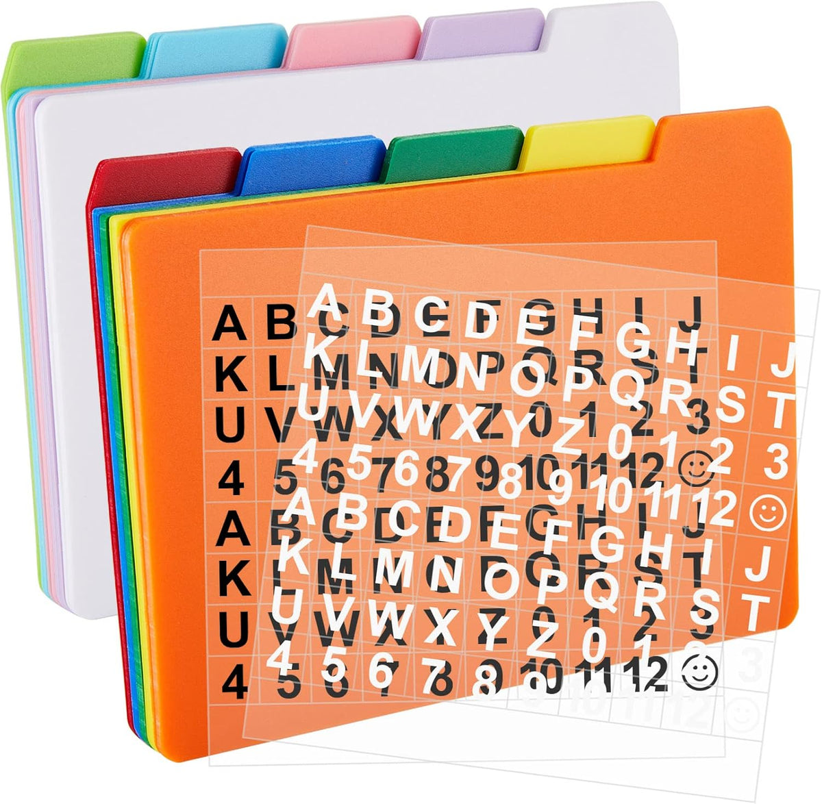 Lewtemi 50 Pcs Index Card Dividers 4 x 6 Inch Index Card Dividers with Tabs Guides with 2 Pcs Alphabet Number Stickers for Office Recipe Business (Multi Color)