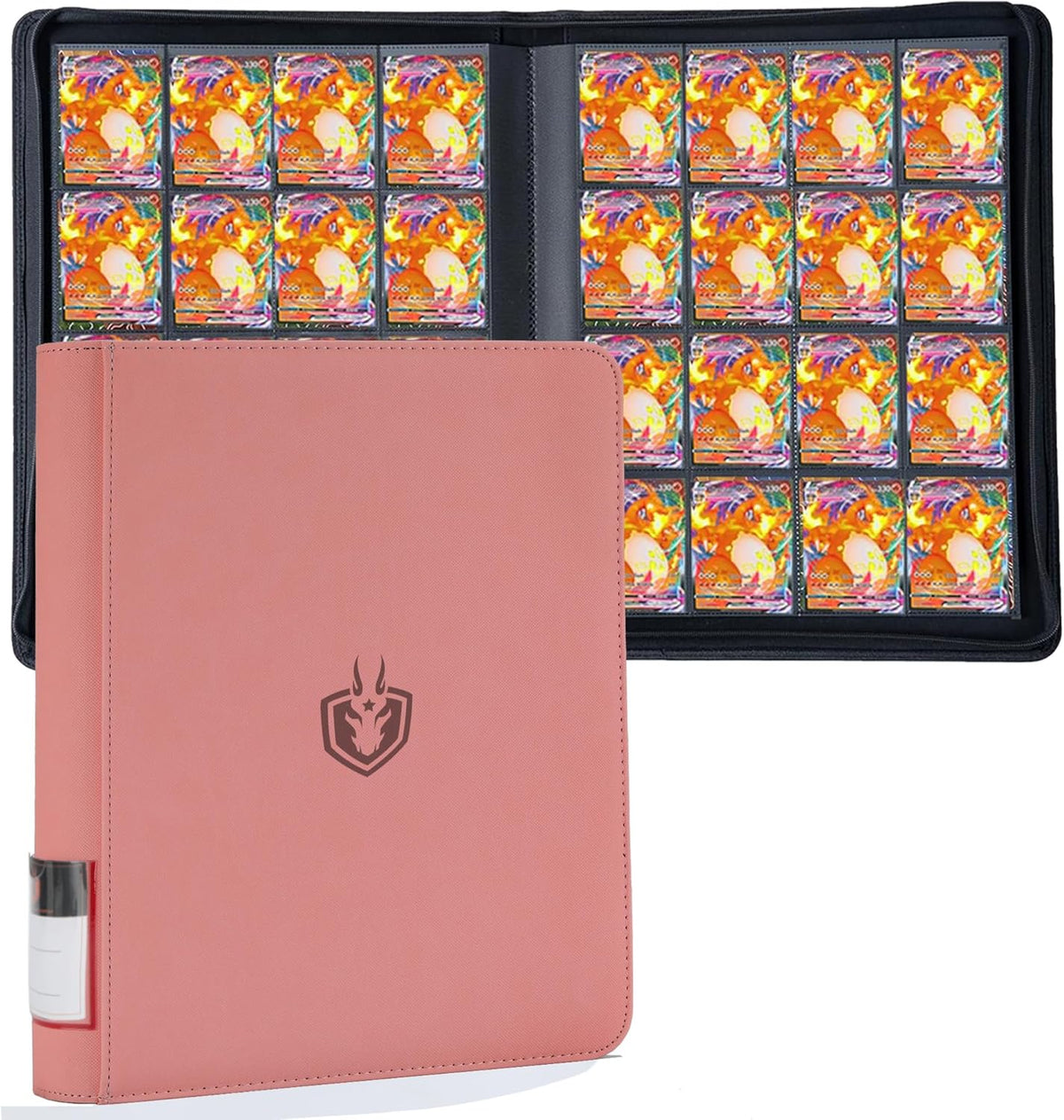 Premium-SV 1024 Pockets Card Binder,Label Design,16 Pocket Trading Card Zipper Binder, Ringless Side Loading Trading Card Album, Folder for TCG,MTG,Sports other Cards -Pink
