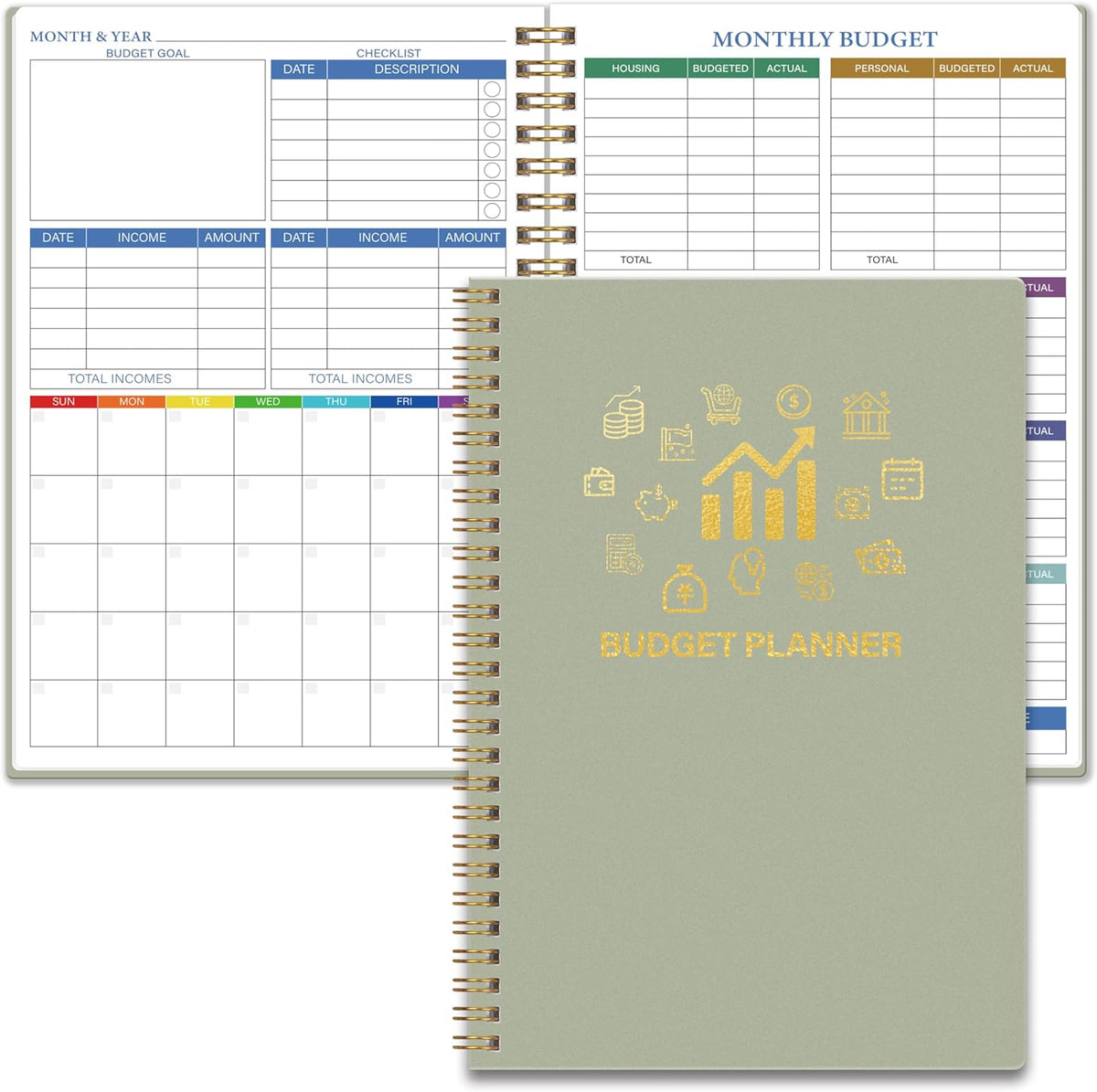 Monthly Budget Planner - 14 Months Undated Financial Planner Organizer Budget Book with Expense and Debt Tracker Notebook to Manage Your Money Effectively, Bill Planner and Organizer