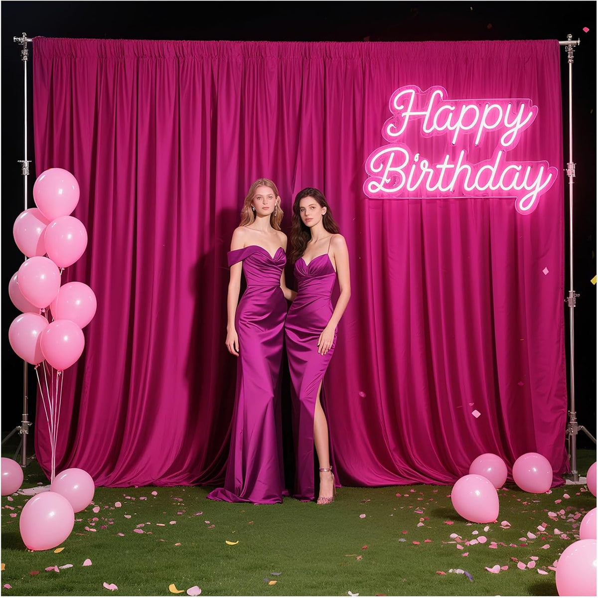 Hot Pink Backdrop Curtains for Parties: 20ft x 10ft Polyester Photography Backdrop Drapes Fabric - Wedding Birthday Decorations