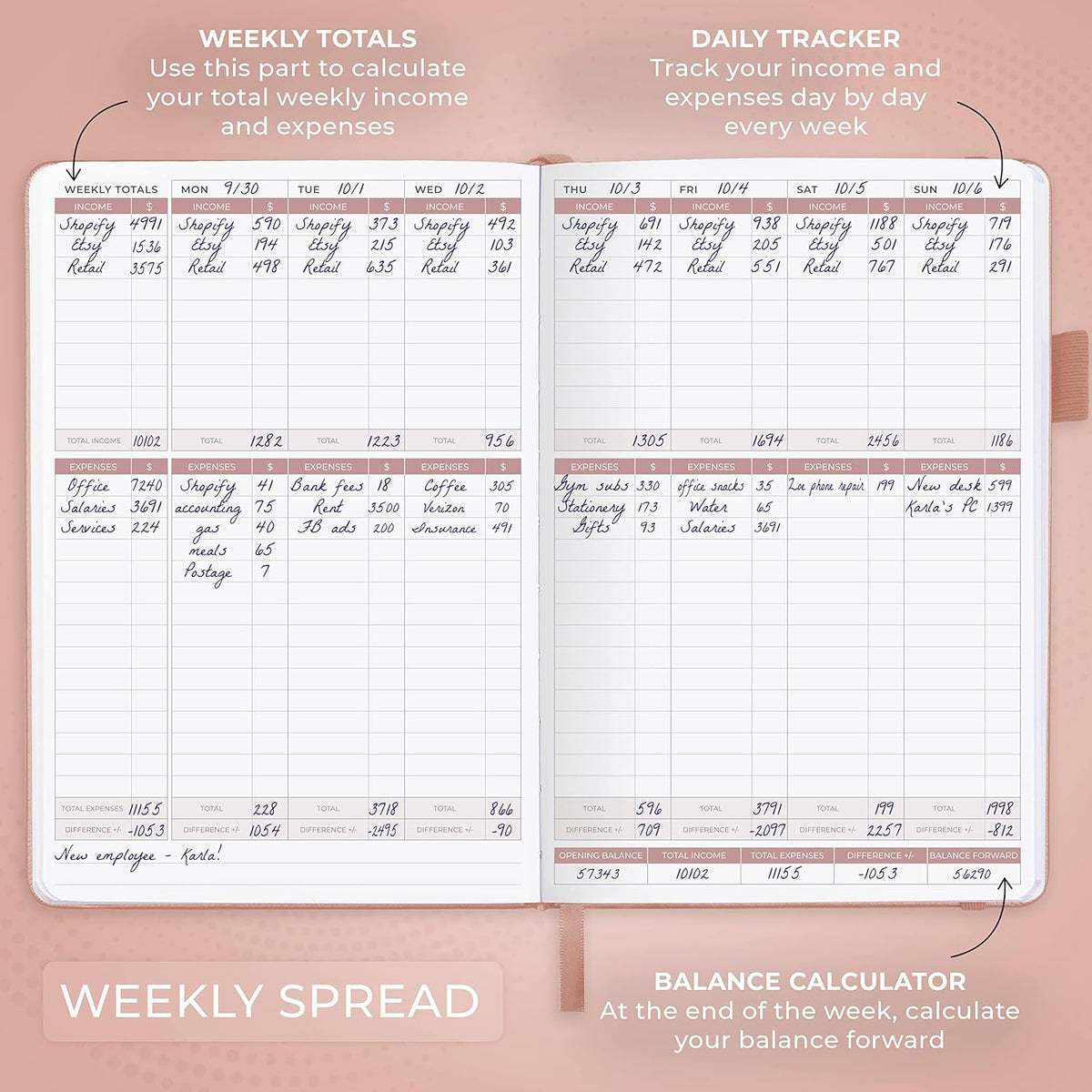 Clever Fox Income & Expense Tracker – Accounting & Bookkeeping Ledger Book for Small Business – 1-Year Record Notebook, A5 (Rose Gold)