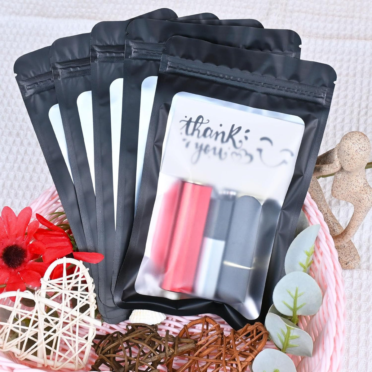 Resealable Mylar Pouch Pen Bags Great for Office Home Party Favor Food Storage Cookies Sample Jewelry Snack (100PCS, Black Color, 3 x 4.7 inch)
