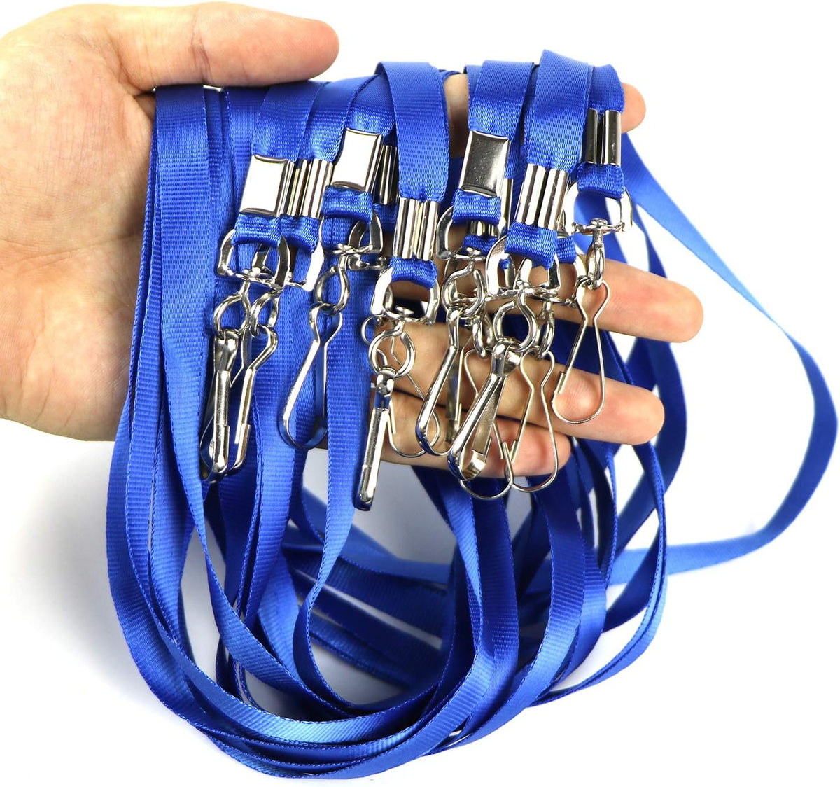 Bulk Lanyards Premium Cruise Lanyard Nylon Badge Lanyards Id Holder Perfect for Office, Kids, Teachers (Blue, 50 Pack)