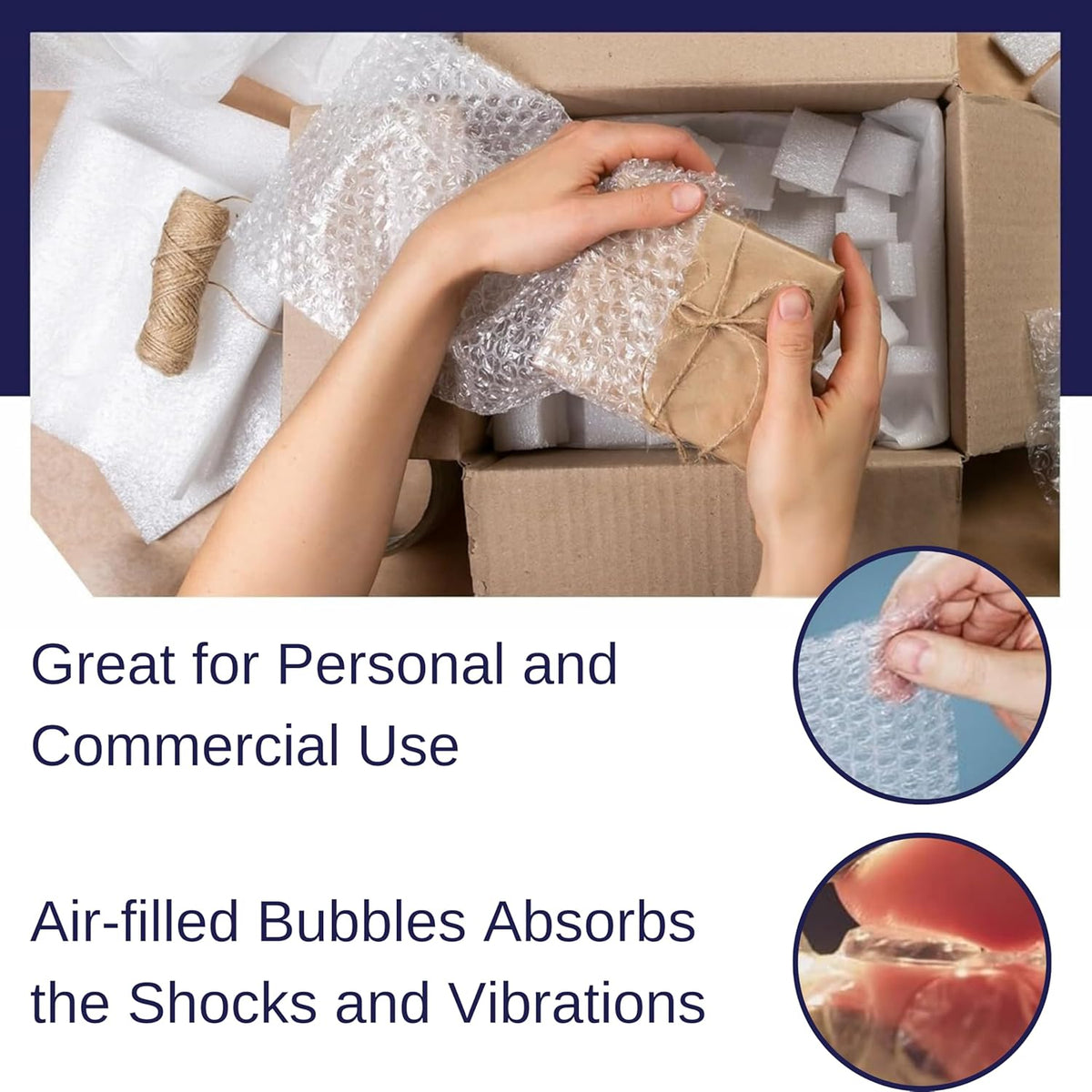 Protective Bubble Roll Wrap - 65FTx12IN Clear, 1/2" Dense Large Bubble Cushioning for Fragile Items, Dish Packing & Packaging Supplies Shipping & Storage - Perforated Every 12IN (2 Pack)
