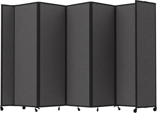 Versare Room Divider 360 Portable Wall Partition | Folding Panels | Large Freestanding Divider | Locking Wheels | Temporary Room Separator | 14' x 7'6'', Charcoal Gray