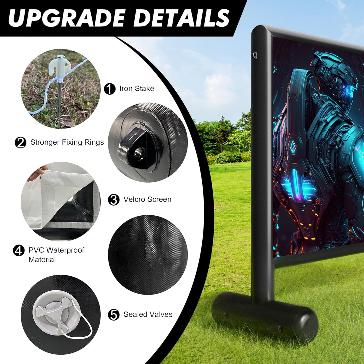 Inflatable Projector Screen, 22ft PVC Upgraded Inflatable Movie Screen Outdoor Airtight Design with High Power Air Pump for Outdoor/Indoor - Does Not Require Continuous Inflation