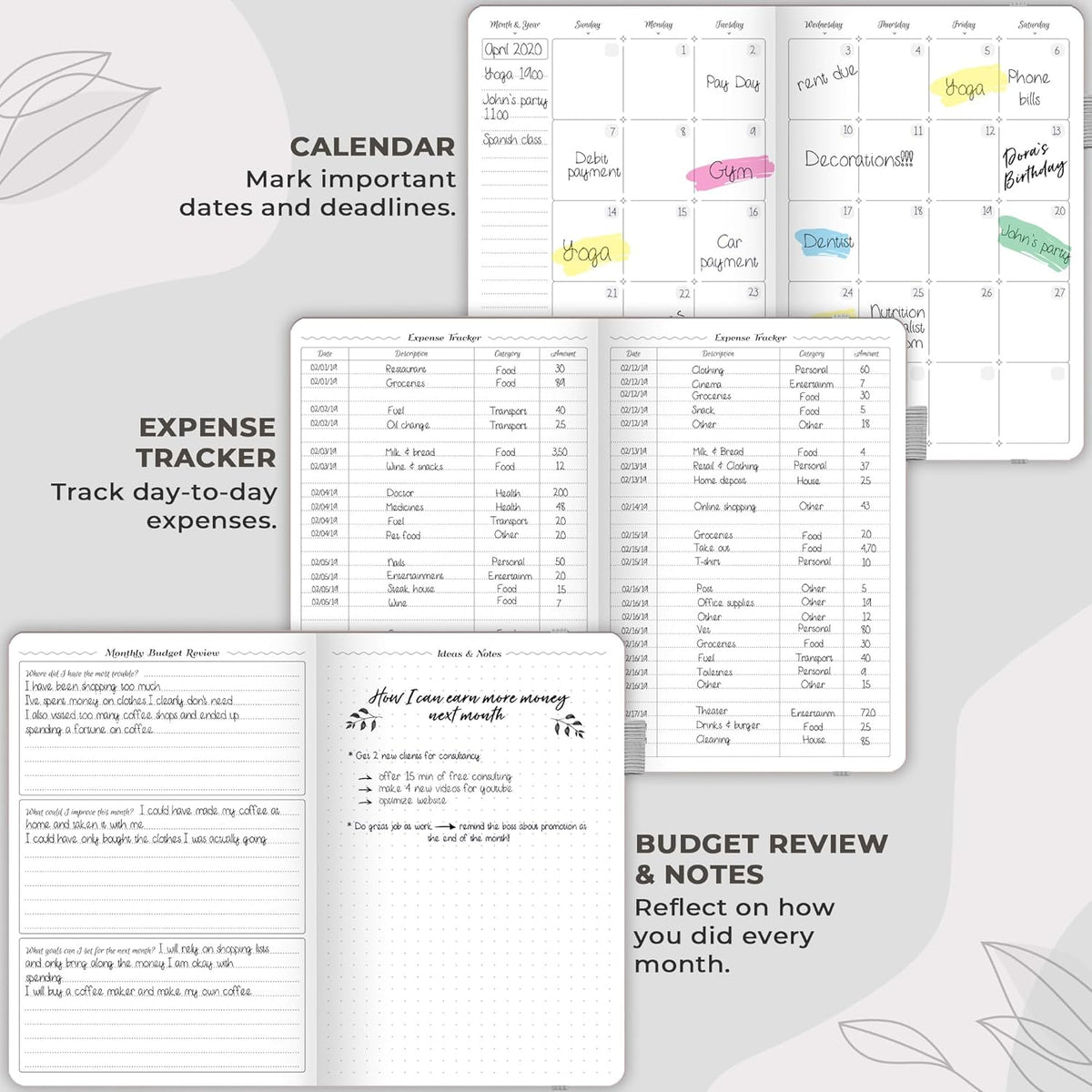 GoGirl Budget Planner – Monthly Financial Planner Organizer Budget Book. Expense Tracker Notebook Journal to Control Money, Compact (Gray)