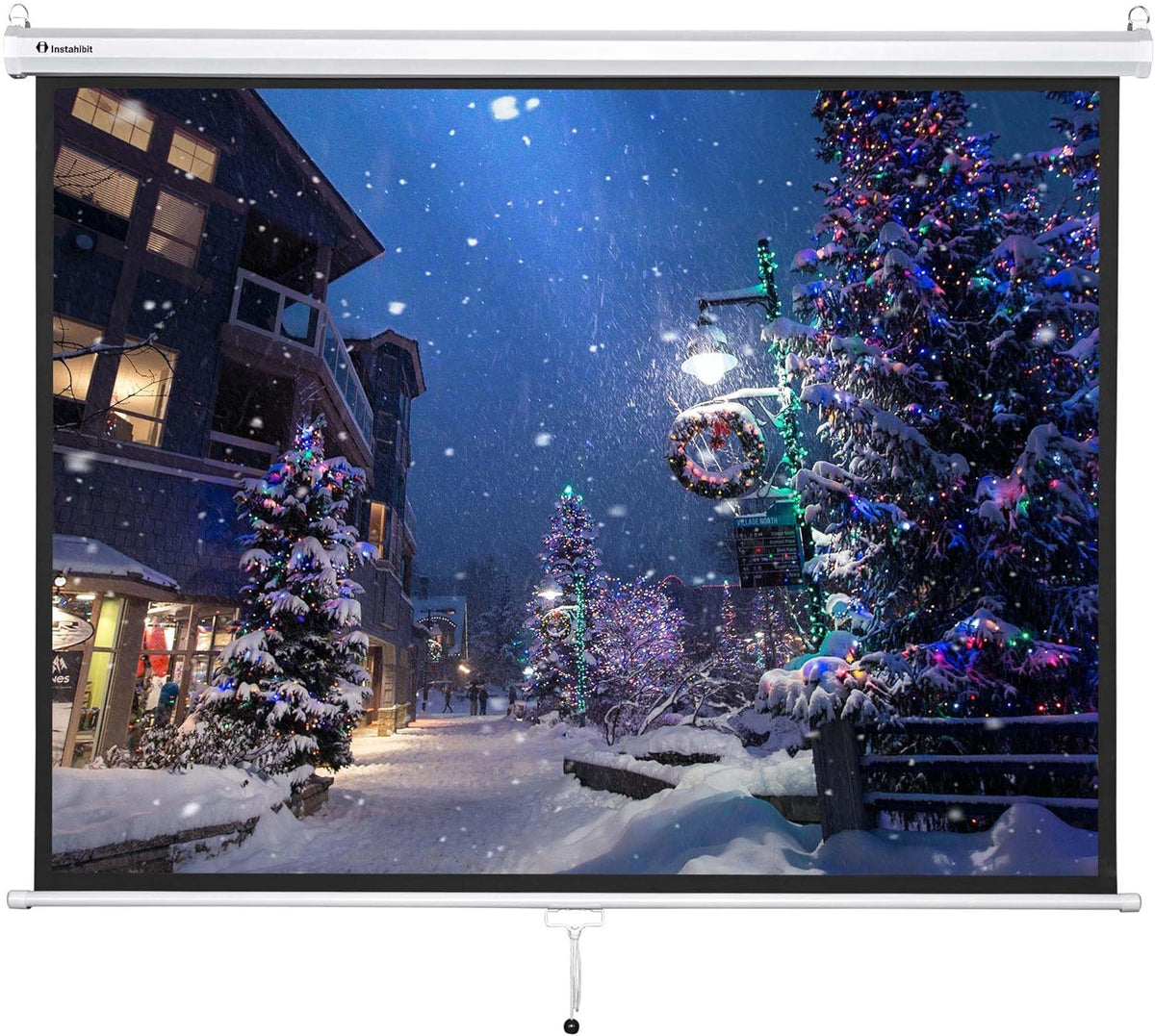 72" Projection Screen Pull Down 4:3 4K HD Manual Retractable Projector Screen with Auto-Locking Wall Mounted Home Theater Indoor Outdoor Movie Night 57" x 43" Matte White