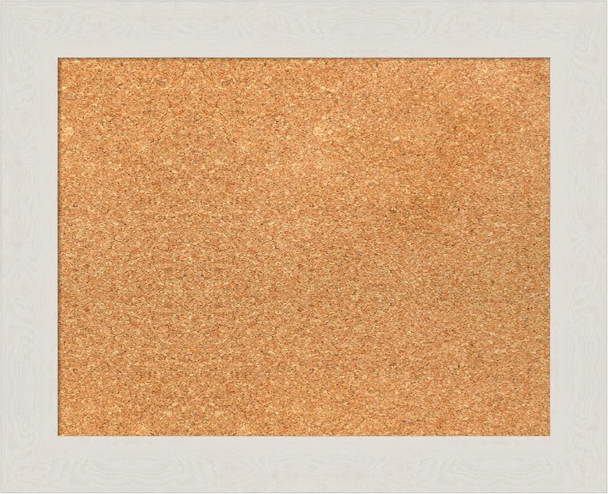 Amanti Art Natural Cork Board for Wall, 17x21 Vision Board with White Frame, Small Corkboard Office Decor for Home Organization, Country Rustic Corkboard Pinboard to Display Items for Home