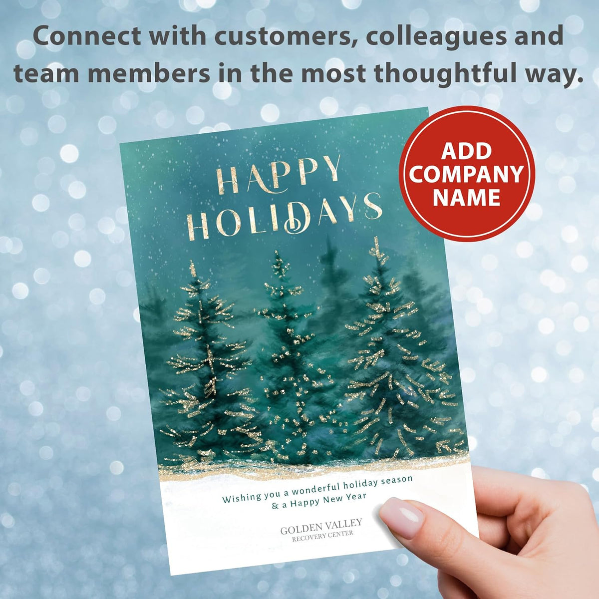 Let's Make Memories Personalized Business Christmas Cards with Envelopes - Premium Quality - 5x7-2025 Holiday Cards & White Envelopes - Gilded Trees - 25 ct