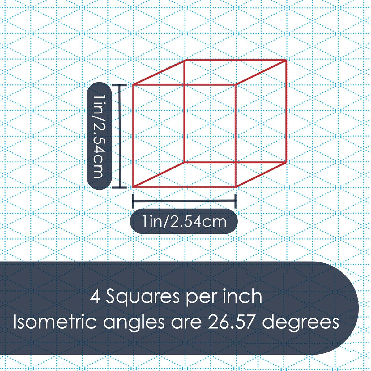 8.5" x 11" Isometric Graph Paper 50 Sheets Portrait - 0.25" Grid, Non-photo Blue, High Brightness, Drafting, Engineering, Art, 3D Design (1-Pack)