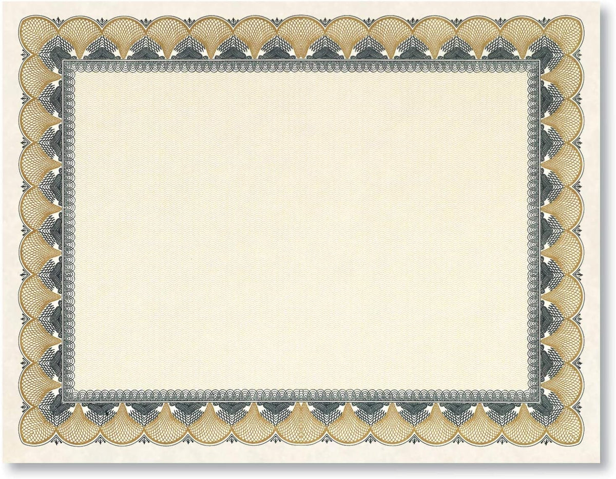 PaperDirect Bronze & Black Standard White Parchment Certificates, 100 Sheets, 8.5 x 11, 28 lb Parchment Paper, Laser & Inkjet Printer Compatible, Perfect for Awards, Employee Recognition