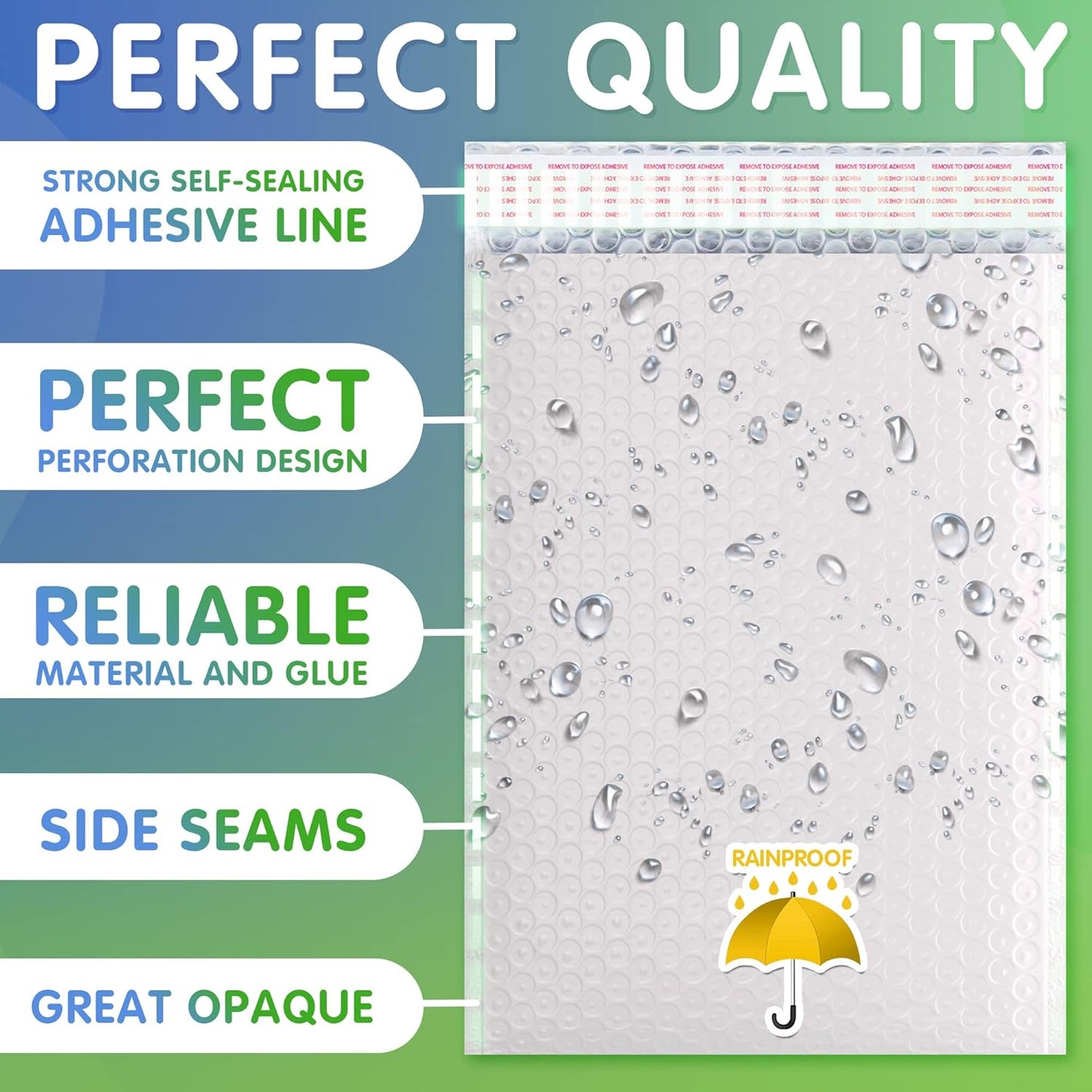 White Poly Bubble Mailers 4 x 7 Inch. Pack of 2000 Padded Envelopes Waterproof. Self Seal Padded Mailers with Durable Seams. Lightweight Padded Shipping Envelopes for Mailing Fragile Things