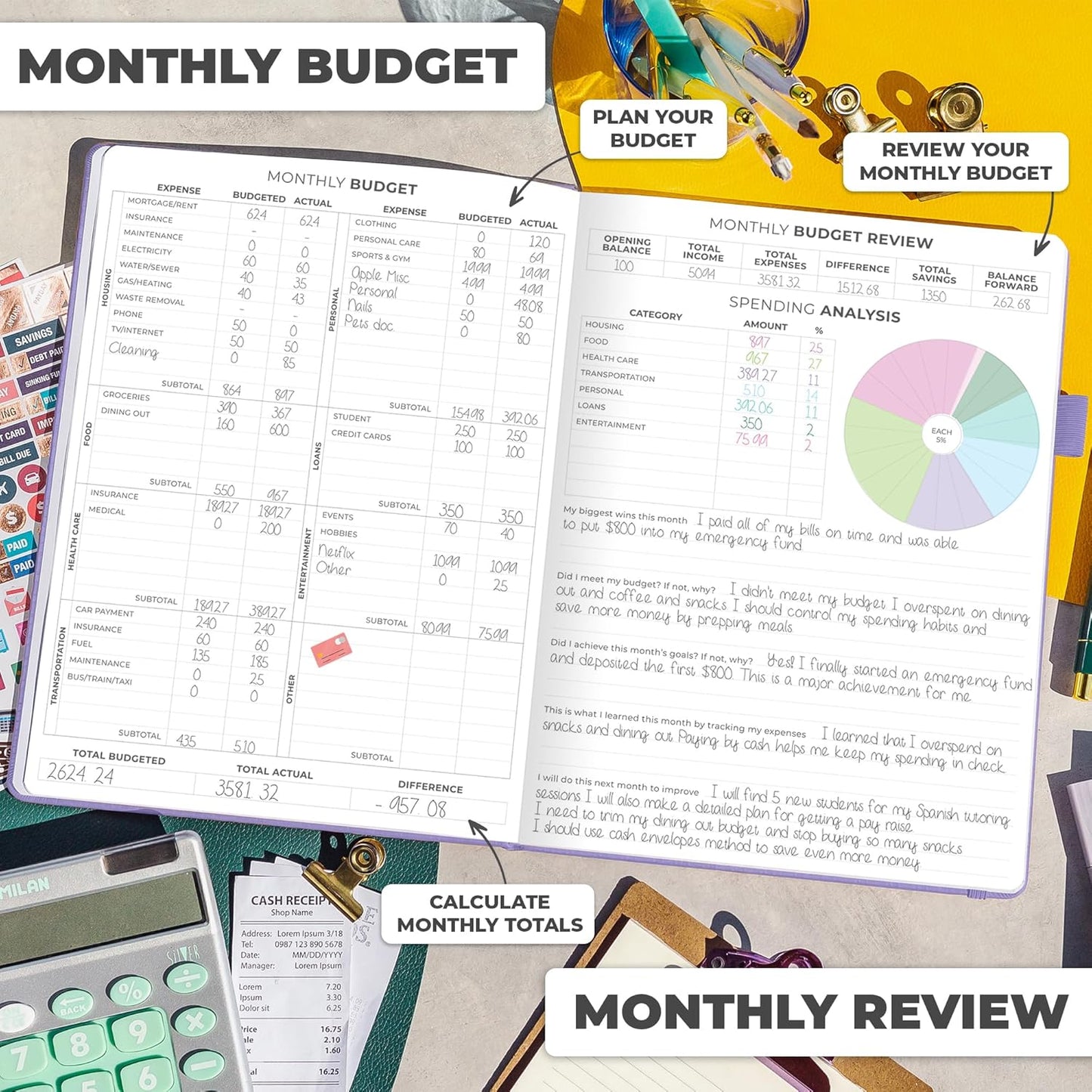 Clever Fox Budget Planner Large – Expense Tracker Notebook. Monthly Budgeting & Bill Organizer, Finance Logbook & Accounts Book, A4 (Lavender)