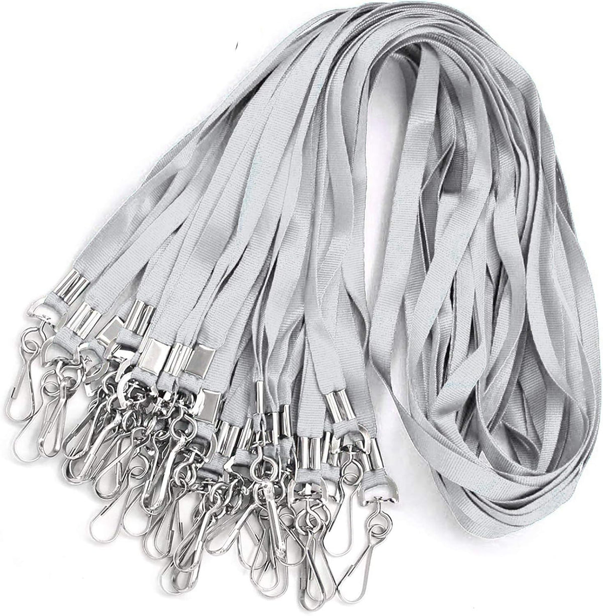 Bird Fiy Gray Bulk Lanyards for Id Badges Nylon Neck Flat Lanyard for ID Name Badge Holder/Name Tag (Gray, 50Pcs)