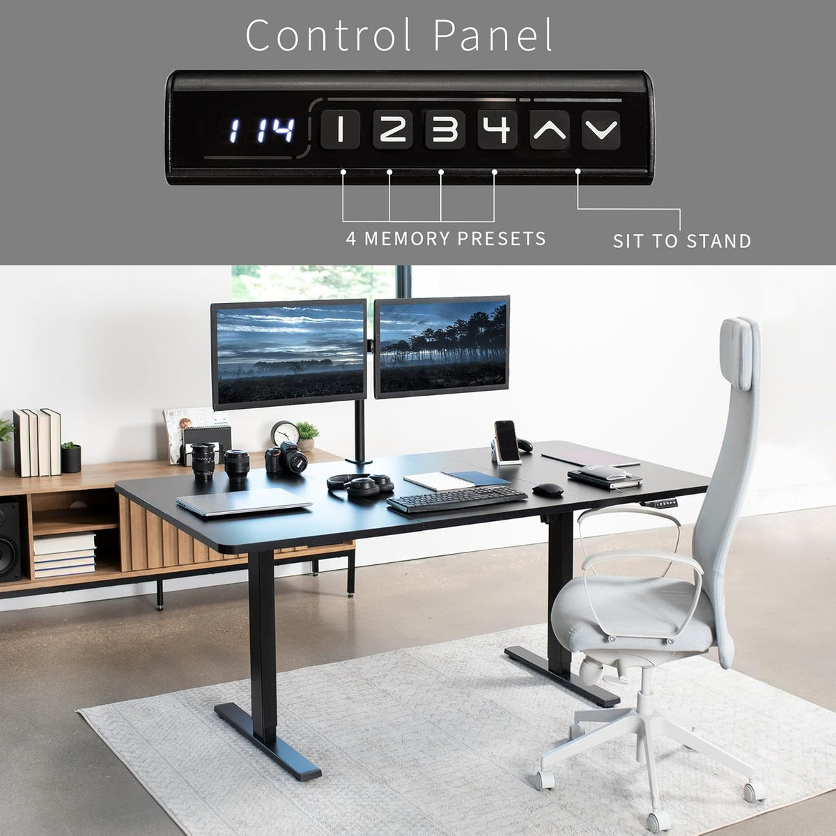 VIVO Electric 71 x 36 in Standing Desk, Memory Height Adjustment, 1B Series, Black Top Black Frame, DESK-KIT-1B7B-36