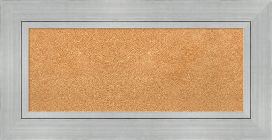 Amanti Art Natural Cork Board for Wall, 19x37 Vision Board with Silver Wood Frame, Medium Corkboard Office Decor for Home Organization, Casual Corkboard Pinboard to Display Items for Home