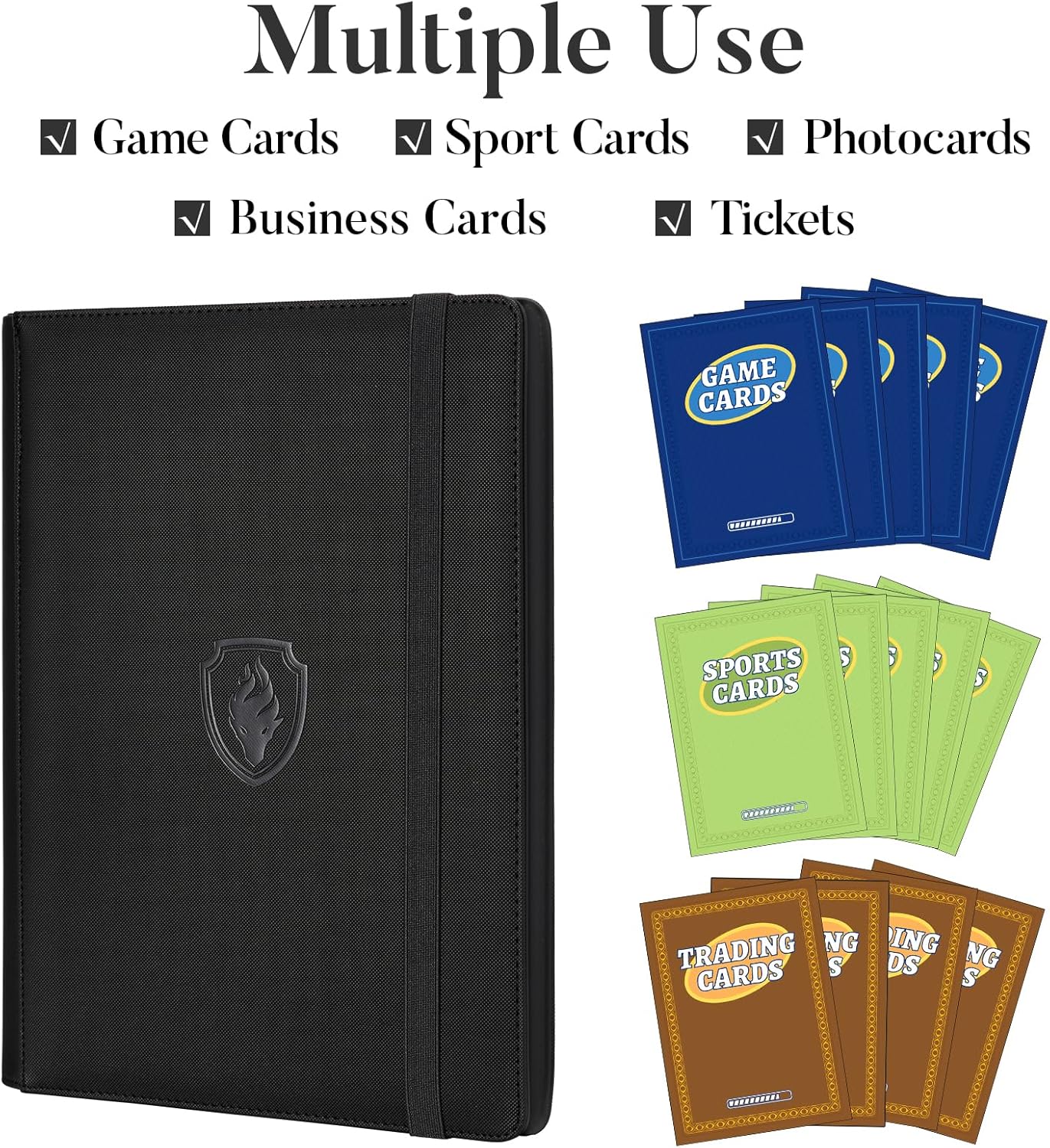 Trading Card Binder 9 Pocket, Fabmaker PU Cover Card Collection Binder for 360 Cards, Premium Card Book, Sturdy Card Holder Folders, Card Album for YuGiOh, MTG, TCG, Game Cards & Sports Cards, Orange