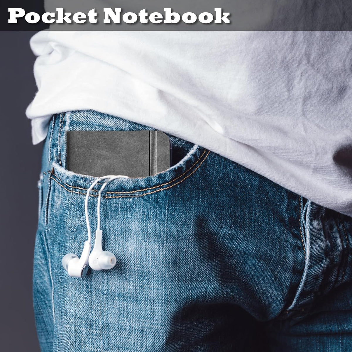 4 Pack Pocket Notebook Small Notebook, 3" x 4.4" Journal Notebook Hardcover with Thick Lined Paper, 200 Pages Leather Cover Mini Journal Notepad (Gray)