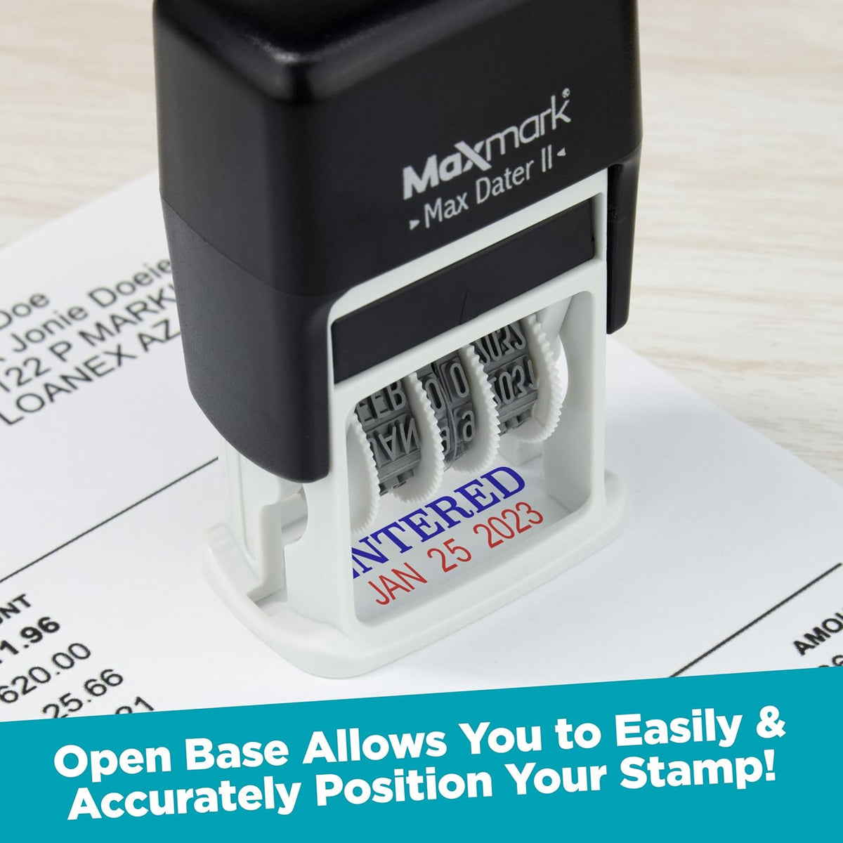 MaxMark Self-Inking Rubber Date Office Stamp with OVERDUE Phrase & Date - Blue Ink (Max Dater)
