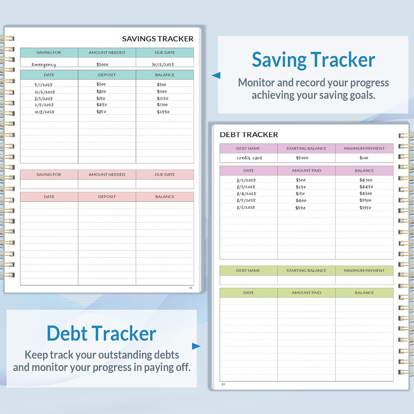 2026 Budget Planner - Monthly Budget Book from JAN 2026 - DEC 2026 with Expense Tracker Notebook, A5 Size (6.4" x 8.3") Bill Organizer & Finance Planner Account Book to Manage Your Finances, Blue