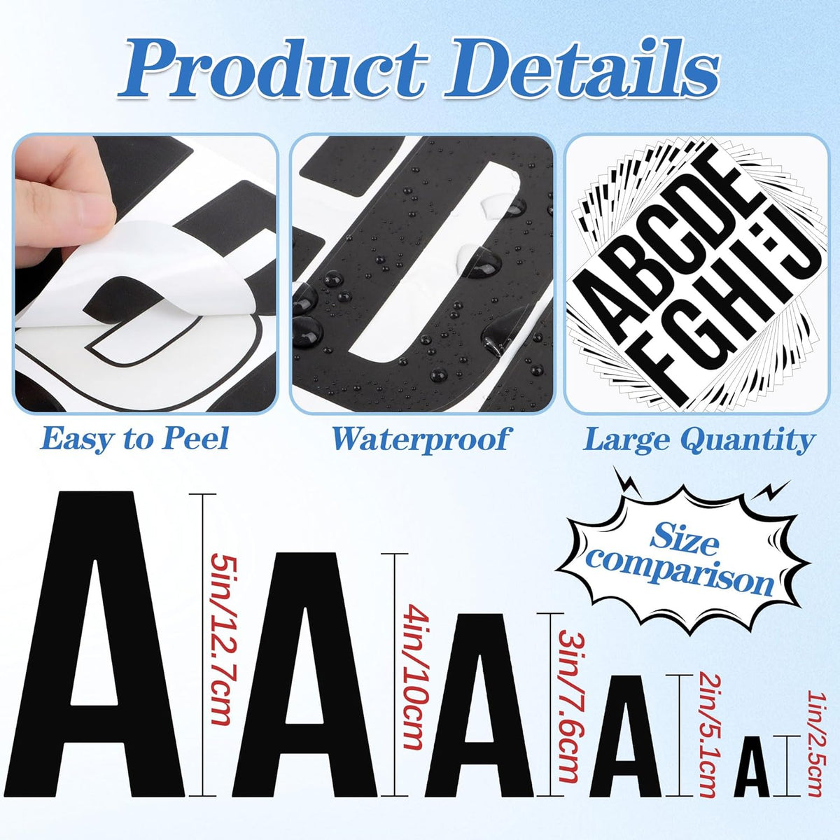 441 PCS 42 Sheets Letter Stickers Large Mailbox Numbers and Letters Self Adhesive Vinyl Waterproof Alphabet Number Stickers for Mailbox House Address,Crafts,Car, Poster,Classroom Decor(4 Inch,Black)