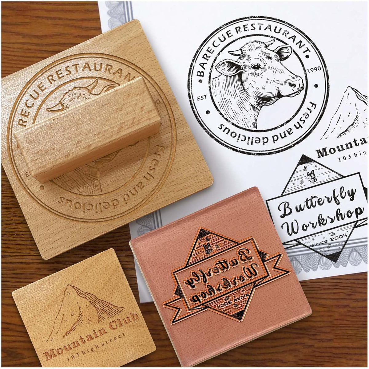 Custom Logo Stamp - Personalized Rubber Stamp - Multiple Size Options Available - Upload Your Logo (2"x2")