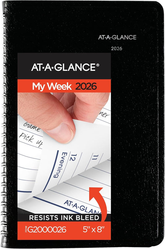 AT-A-GLANCE 2026 Appointment Book Planner, Weekly, 5" x 8", Small, DayMinder, Black (G2000026)