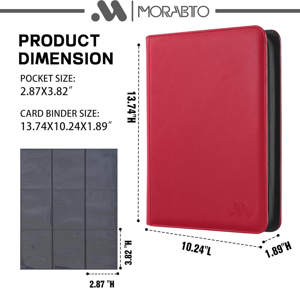 Card Binder 9 Pocket,Trading Card Binder Holds up to 360 Cards with 20 Sleeves,Zipper Card Holder Album Compatible with TCG Card/Game Cards/Sports Card
