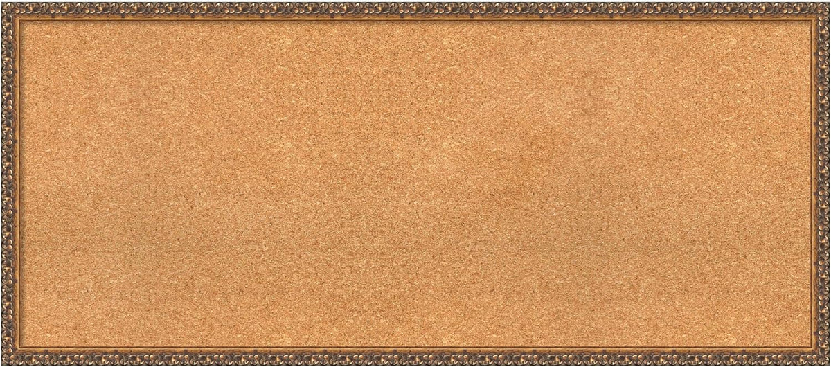 Amanti Art Natural Cork Board for Wall, 22x50 Vision Board with Bronze Frame, Oversize Corkboard Office Decor for Home Organization, Traditional Corkboard Pinboard to Display Items for Home